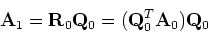\begin{displaymath}{\bf A}_1 = {\bf R}_0 {\bf Q}_0 = ({\bf Q}_0^T {\bf A}_0) {\bf Q}_0\end{displaymath}