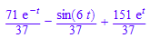 (71*exp(-t))/37 - sin(6*t)/37 + (151*exp(t))/37
