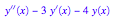 (D@@2)(y)(x) - 3*D(y)(x) - 4*y(x)