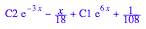C2*exp(-3*x) - x/18 + C1*exp(6*x) + 1/108